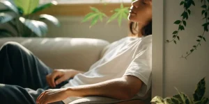 Relaxing at Home with Cannabis Plants