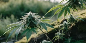 Outdoor Cannabis Plant with Frosty Buds