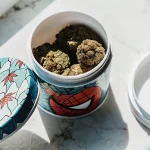 Cannabis Buds in a Decorative Storage Jar