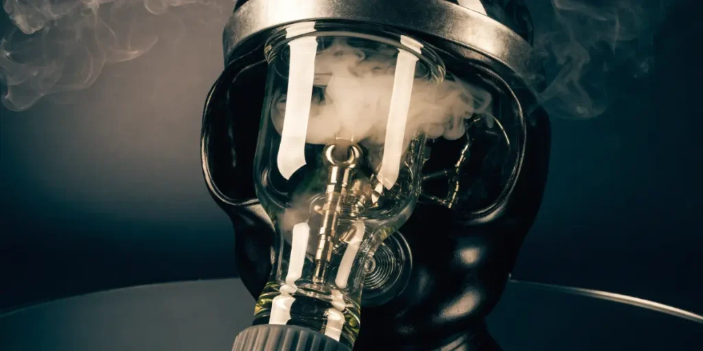 Gas Mask Bong with Glass Chamber and Smoke