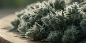 Frosty Cannabis Buds in Macro Close-Up