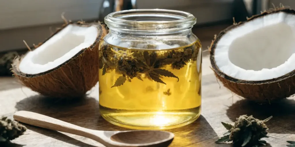 Cannabis-Infused Coconut Oil in a Glass Jar