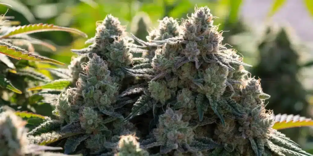 Mature Cannabis Buds Covered in Trichomes