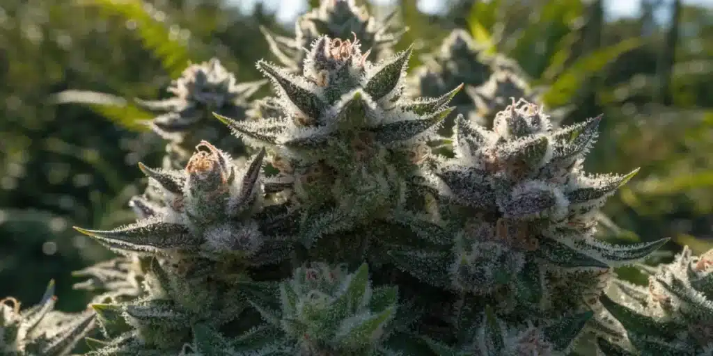 Dense Frosty Cannabis Buds in Natural Light