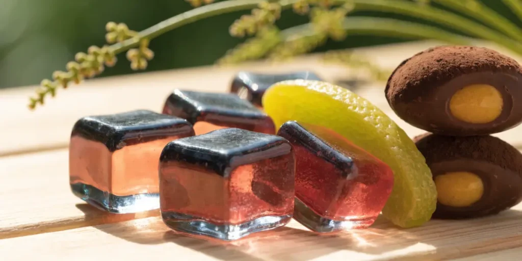 THC Edibles Gummies and Chocolate-Filled Candies
