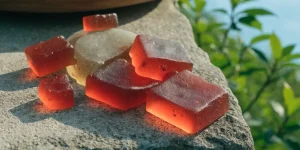 THC-Infused Gummies on Natural Stone