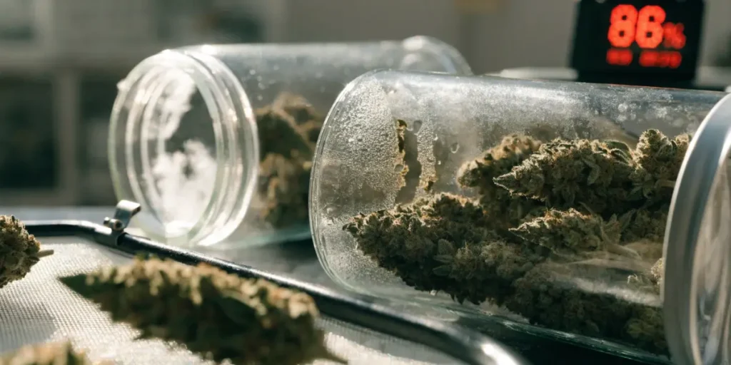Cannabis Buds Curing in Glass Jars