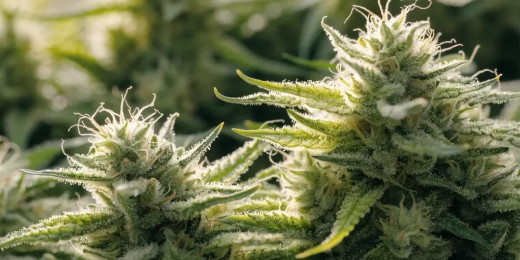 Frosty Cannabis Buds with White Pistils