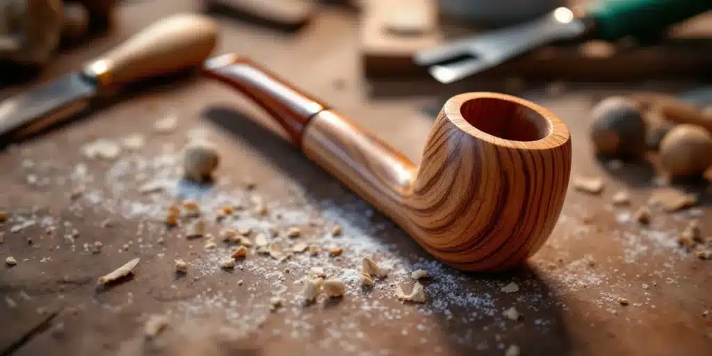 Wooden Boom weed pipe, featuring a sleek design and natural finish, perfect for enjoying a smooth smoke.
