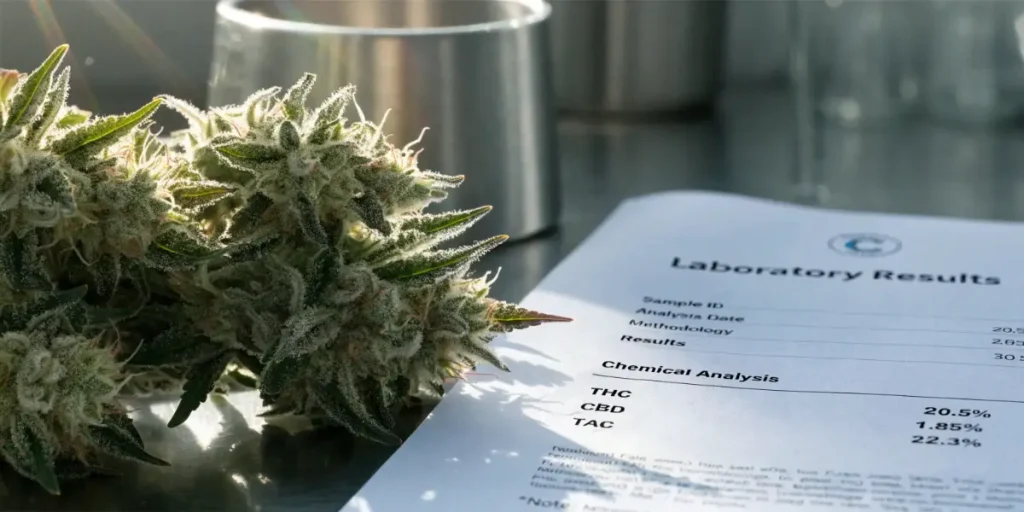 Cannabis Buds and Laboratory THC and CBD Analysis