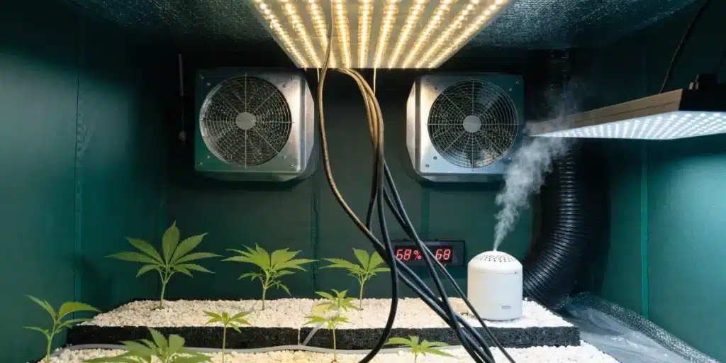 Indoor Cannabis Grow Tent with LED Lights and Humidifier