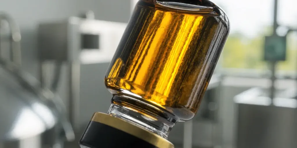 Pure THCA Distillate in an Amber Glass Container
