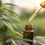 Cannabis Plant and Oil Extract in Glass Dropper
