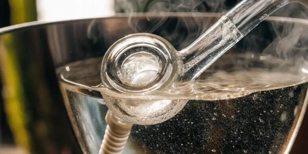 Glass Cannabis Smoking Pipe with Water and Smoke