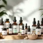 A collection of CBD oil tinctures and supplements designed for nasal health and inflammation relief.