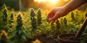 hand harvesting autoflowering cannabis plants
