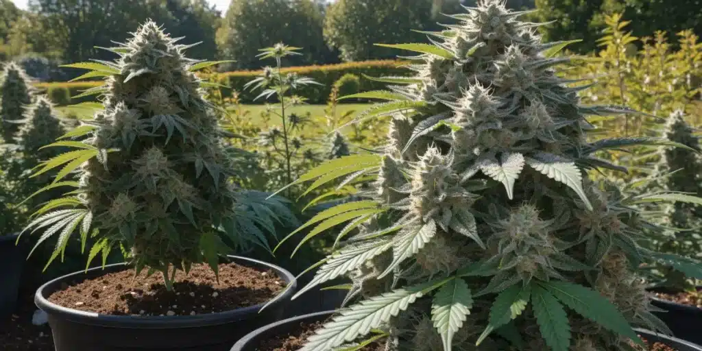 Mature Outdoor Cannabis Plants with Large Buds
