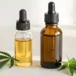 Side-by-side image of bottles labeled CBDA and CBD showcasing natural cannabis extracts.