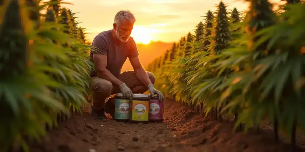 Outdoor marijuana plants in California entering the flowering stage during late summer.
