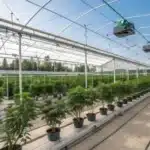 A vibrant greenhouse best outdoor grow setup with thriving cannabis plants and automated climate control systems.