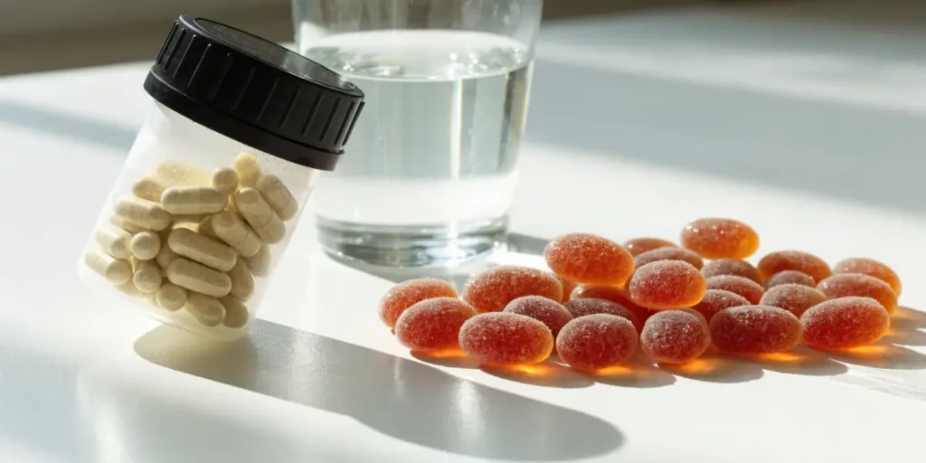 Cannabis Gummies and Capsules Close-Up
