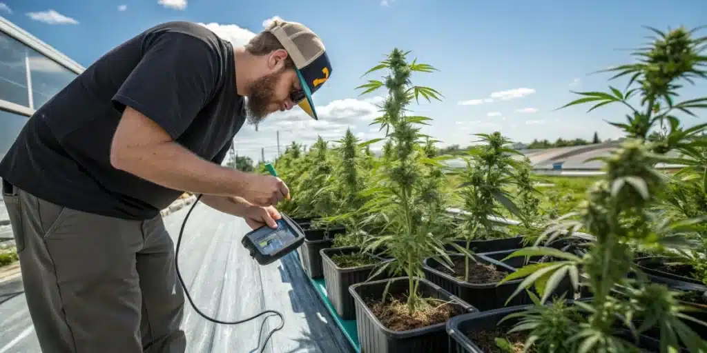 Vibrant autoflower weed plants flourishing in a wide-open field, illustrating how to grow autoflower weed outside.