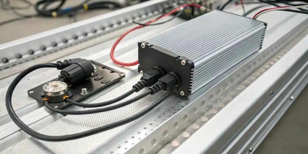 Electronic grow lights and ballasts powering HID grow light in cannabis cultivation