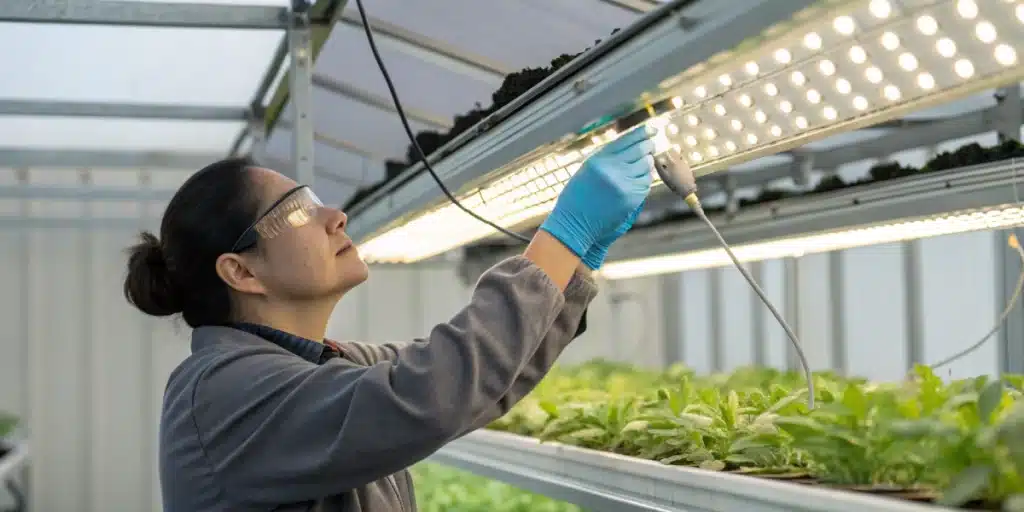 Maintaining grow lights and ballasts by cleaning reflectors and checking bulbs