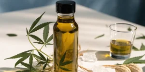 Cannabis-Infused Oil in a Glass Bottle