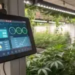 Digital control screen tracking cannabis veg stage metrics in an advanced indoor grow setup; keyword: cannabis veg stage.