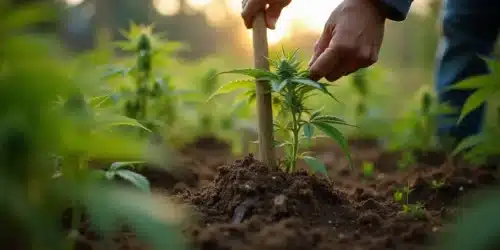 Drive Stake Through Cannabis Roots