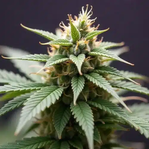 Grow Bubblegum Haze cannabis bud with resinous trichomes indoor.