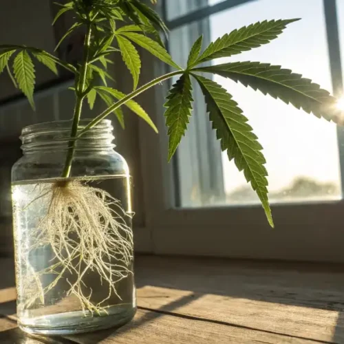 Cannabis Growing Roots from Stem