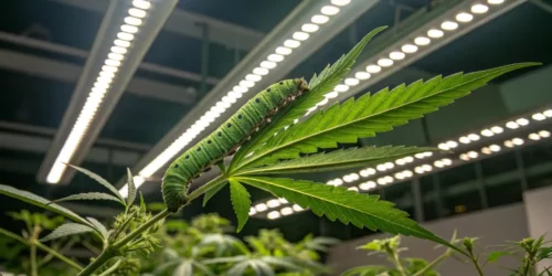 Identify Big Green Caterpillar on Cannabis
