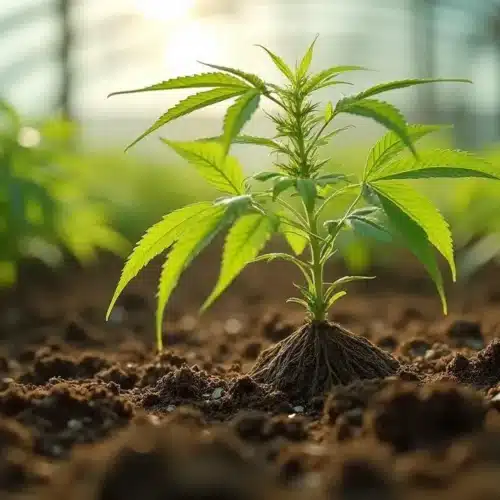 Cannabis Root Arched Out of Soil