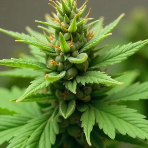 CBD Grape Pie (115) plant showing early seed formation.