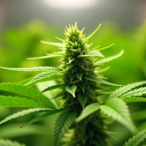 Grow CBD Sour Lemon (1:1): Indoor plant mid-flowering phase.