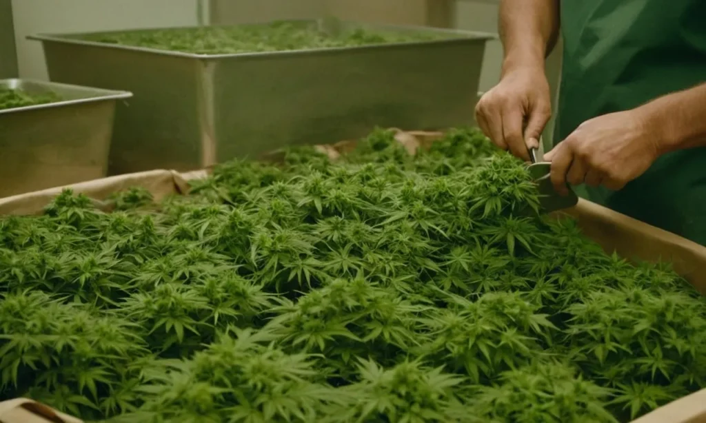 Hand-trimmed Chemdog Fast Version buds after harvest. High-yield genetics and quick cycles make it ideal for experienced cultivators.