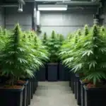 Indoor cultivation of Critical Bilbo Auto cannabis plants.