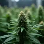 Critical Purple Auto mature bud with orange pistils and resin.