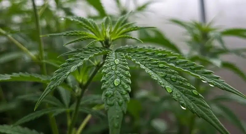 Early Skunk bud in flowering stage, showcasing dense structure and rich resin production ideal for cultivation.