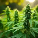 Fire OG outdoor plant in full bloom with thick resinous buds.