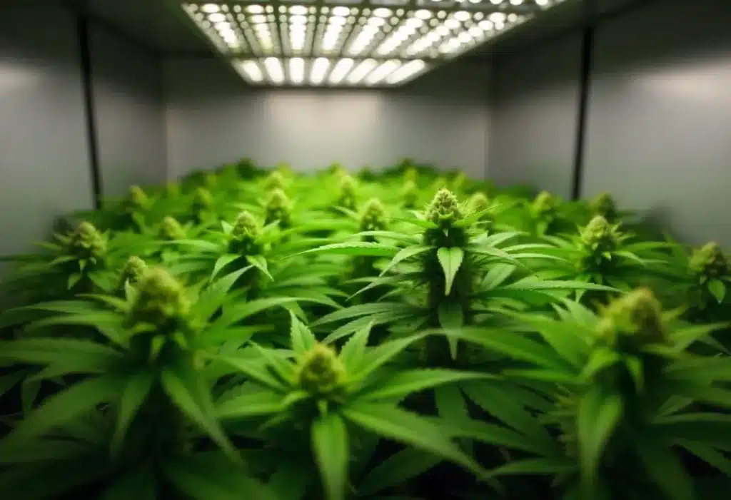 G13 x Nebula under LED Grow Lights: Dense Indoor Bud Formation.