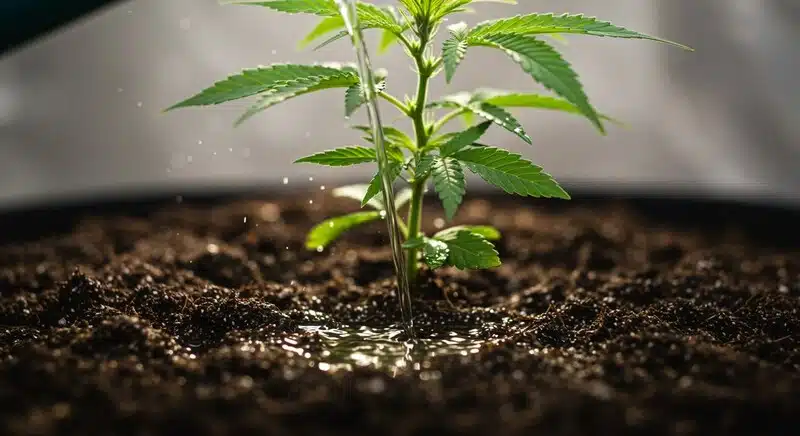 Healthy Forbidden Zkittlez seedlings sprouting under ideal indoor conditions for successful germination and strong vegetative growth.