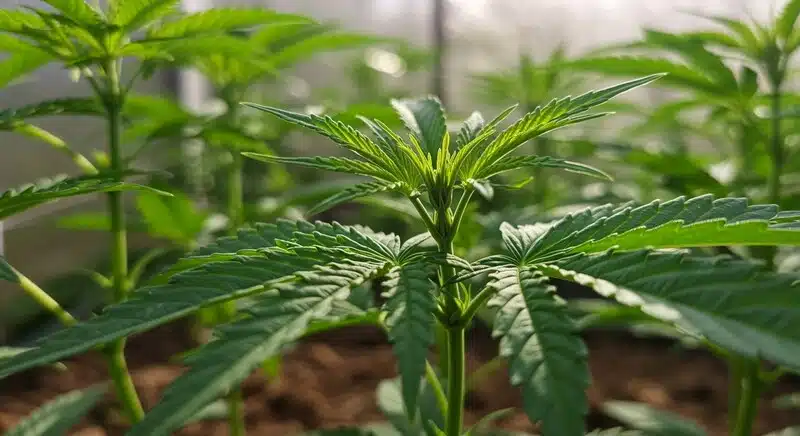 Fire Kush Auto showing strong early growth. Compact structure and lush leaves signal robust genetics.