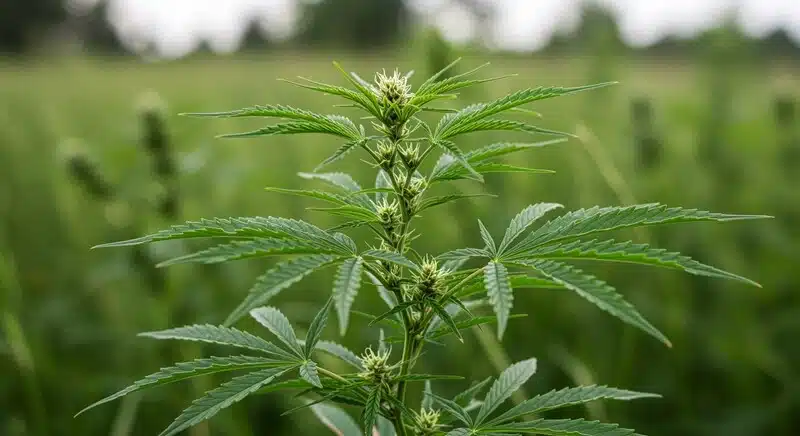 Outdoor-grown Fro-Yo Auto showing early bud formation under the sun. This strain thrives in full light and produces frosty, compact flowers quickly.