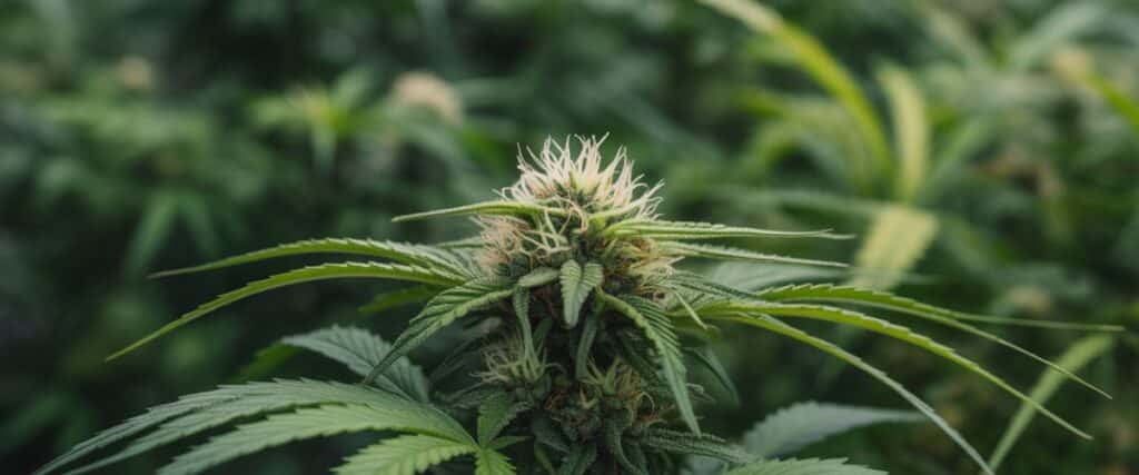 Cannabis plants growing inside a compact indoor grow cabinet.