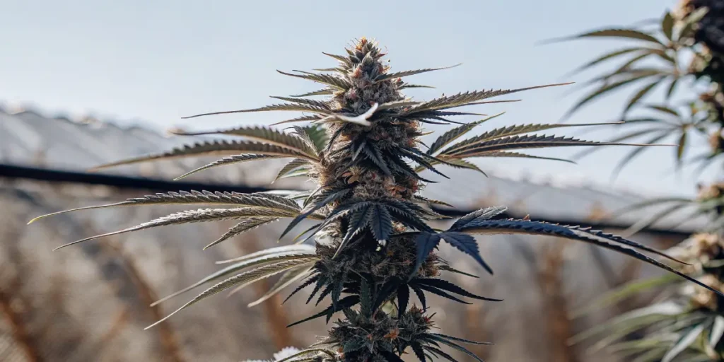 Close-up of a Moroccan Ketama cannabis plant in full bloom outdoors.