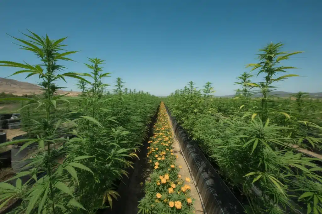 GG4 x Pellezino Regular thriving outdoors, producing dense, resin-rich buds with terpene profiles and strong, stable genetics.