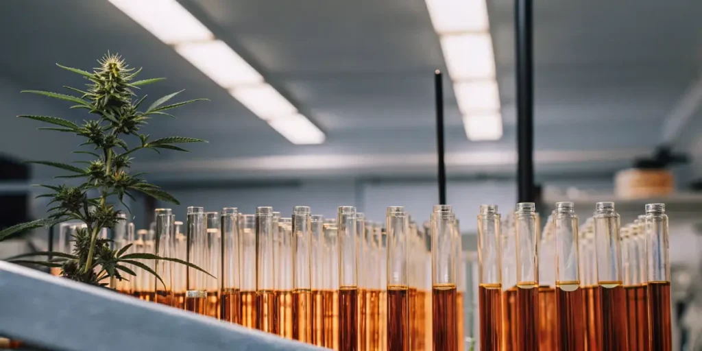 cannabis research lab analyzing extracts and plants